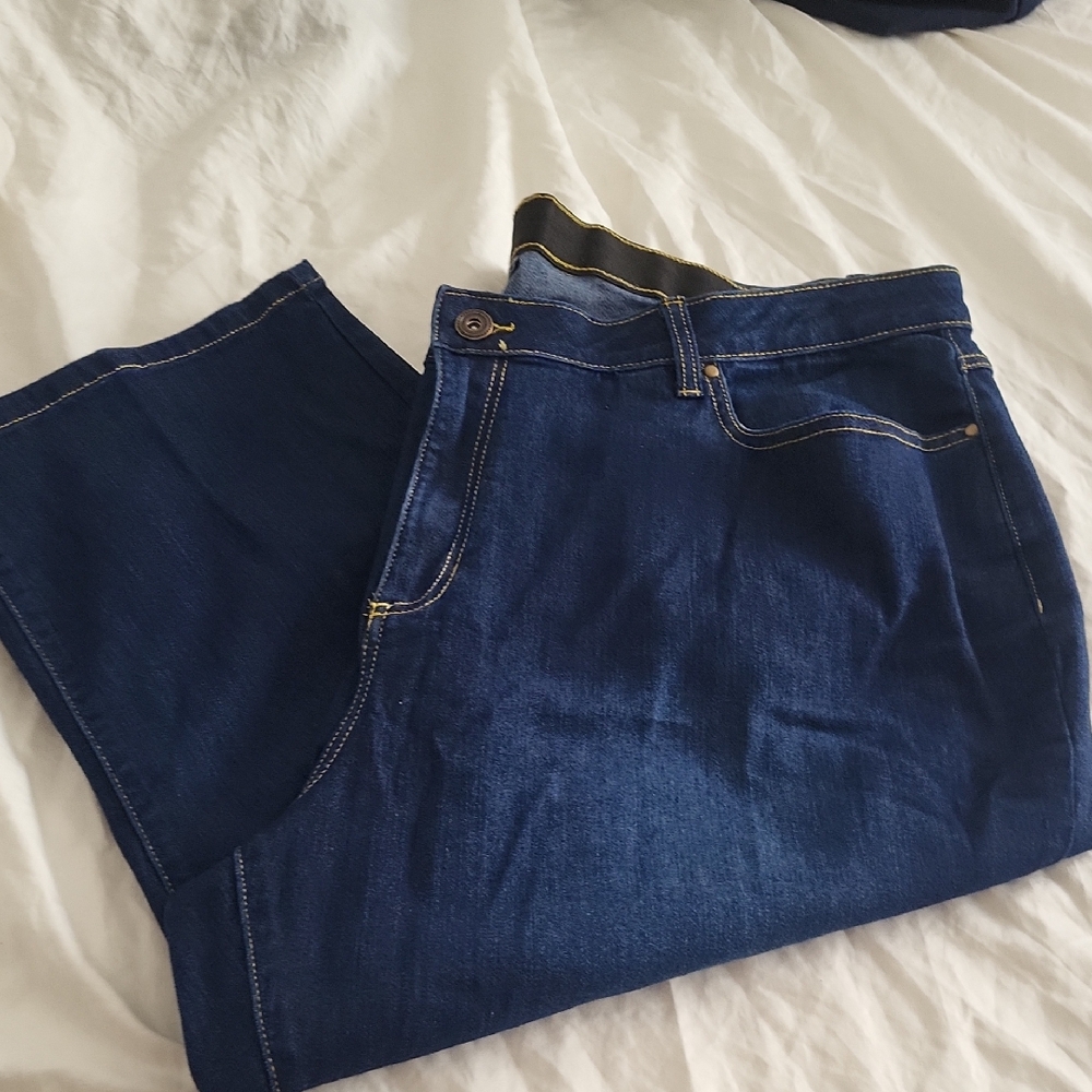Catherines Indigo Denim Jeans with Yellow Stitching